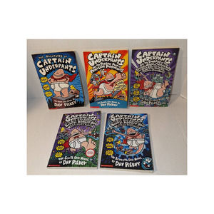 Lot 5 Captain Underpants PB Books Kids Chapter Books Dav Pilkey Nice